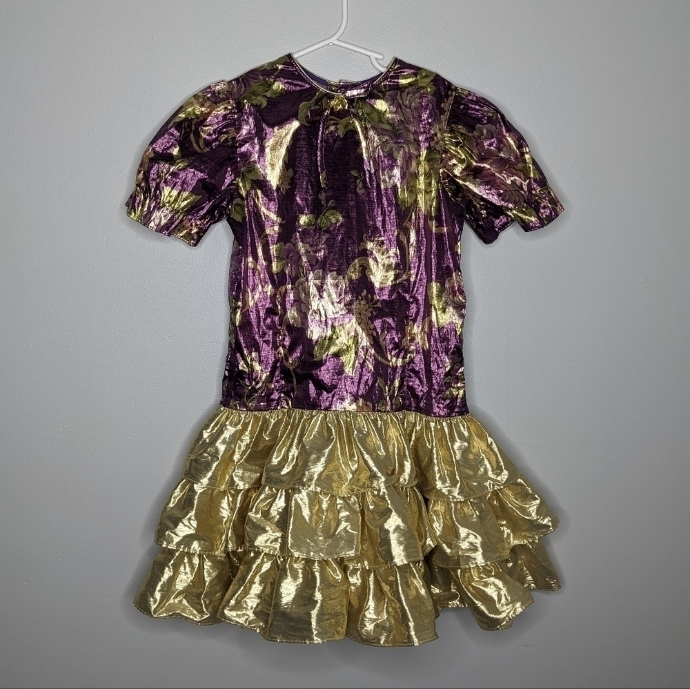 Vintage Martha's Miniatures purple gold ruffle layer dress 7